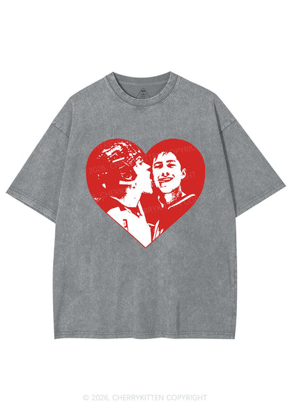 Red Heart Bros HR Y2K Shirts Washed Tee Cherrykitten