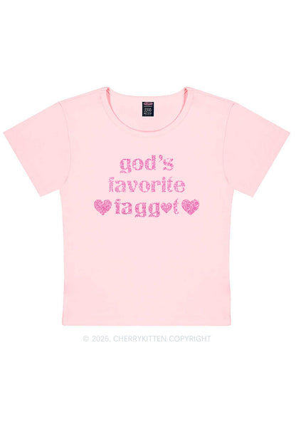 Glitter Gods Favorite Faggot Pride Y2K Baby Tee Cherrykitten