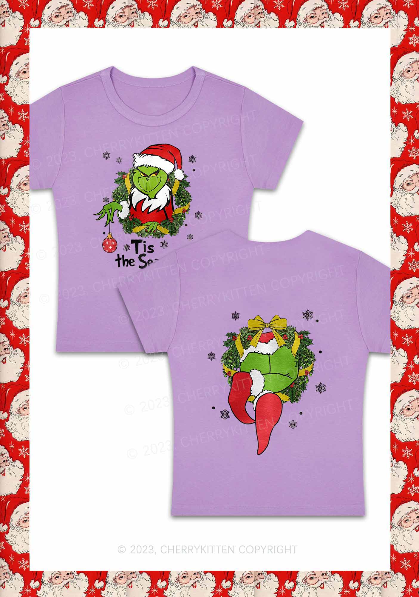 Christmas Tis the Season Two Sides Y2K Baby Tee Cherrykitten