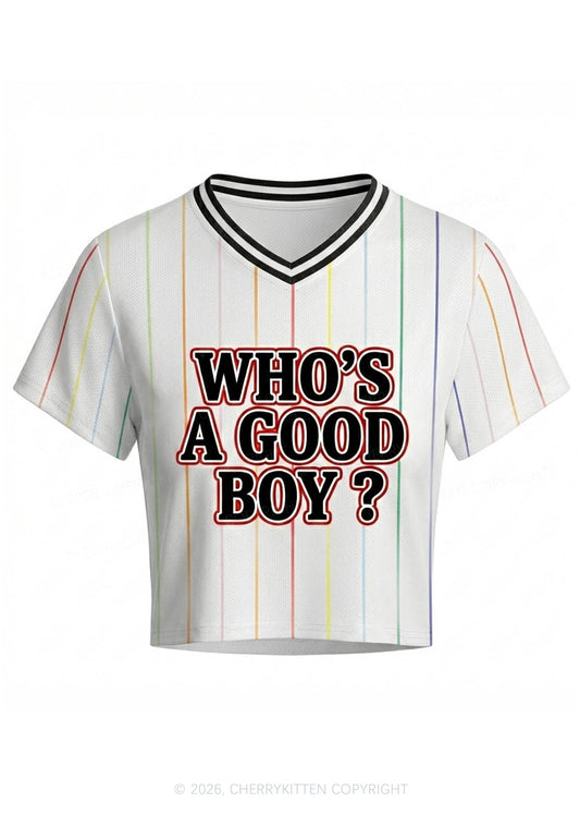 Whos A Good Boy Y2K Crop Football Jersey Shirts Cherrykitten