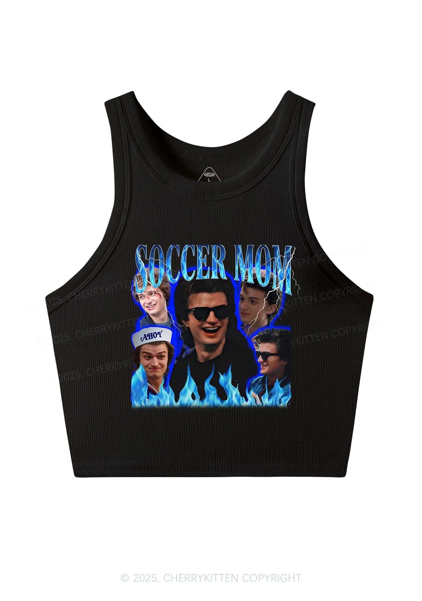 Blue Soccer Mom Y2K Crop Tank Top Cherrykitten