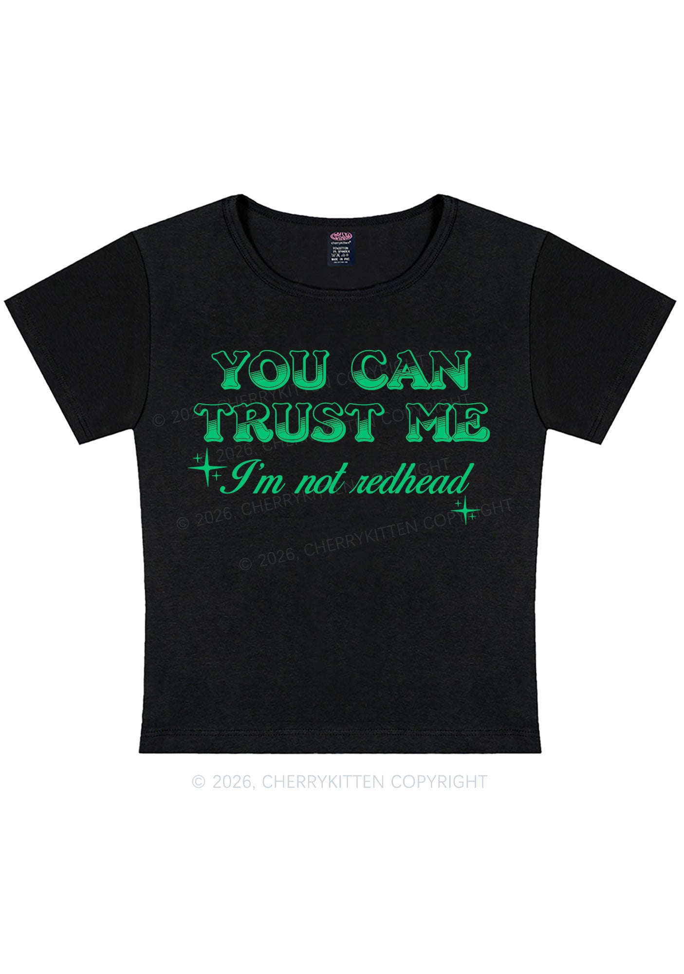 You Can Trust Me St Patricks Y2K Baby Tee Cherrykitten