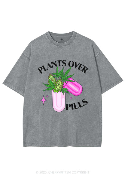 Plants Over Pills Y2K Shirts Washed Tee Cherrykitten