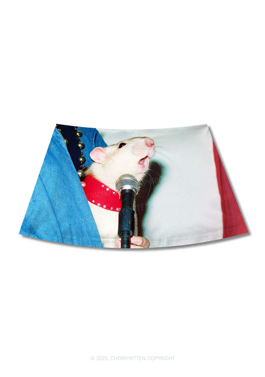 Singer Ratz Y2K Print Mini Skirt Cherrykitten