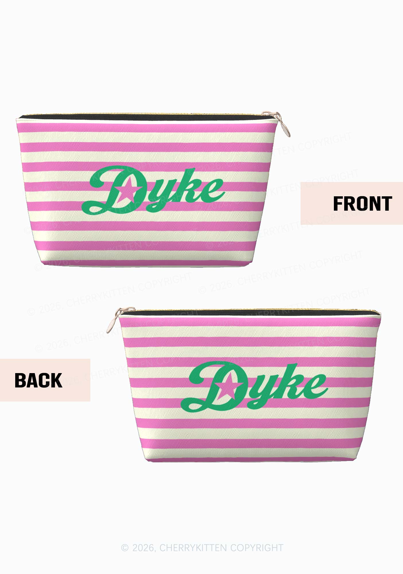 Pink Stripes Dyke Pride Y2K Makeup Bag Cherrykitten