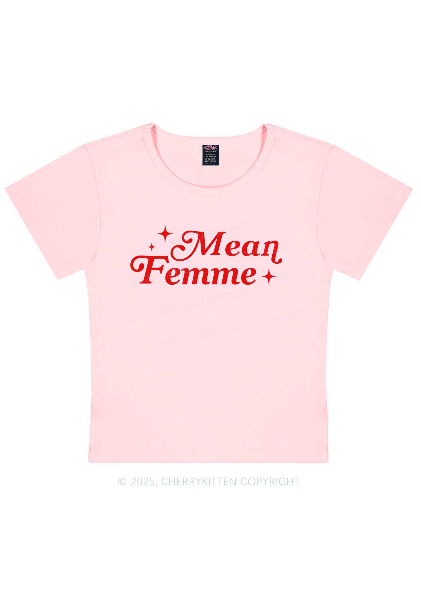 Mean Femme Pride Y2K Baby Tee Cherrykitten