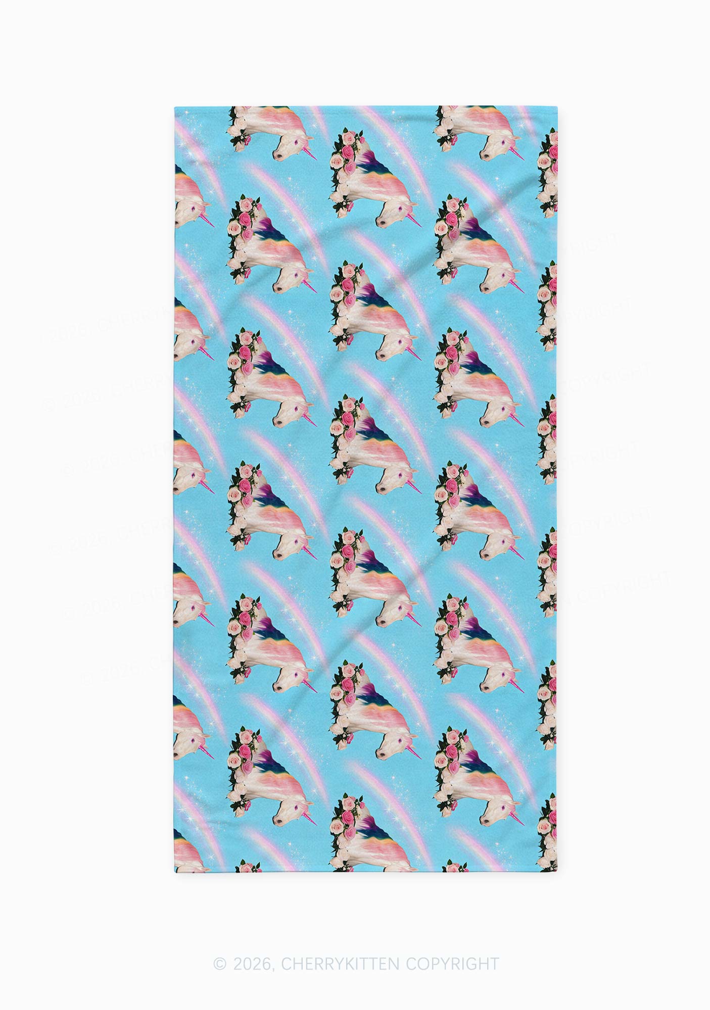 Blue Unicorn Y2K Beach Towel Cherrykitten