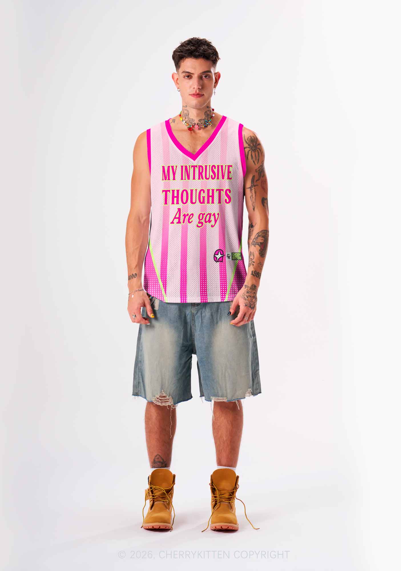 My Intrusive Thoughts Are Gay Pride Y2K Sport Jersey Tank Cherrykitten