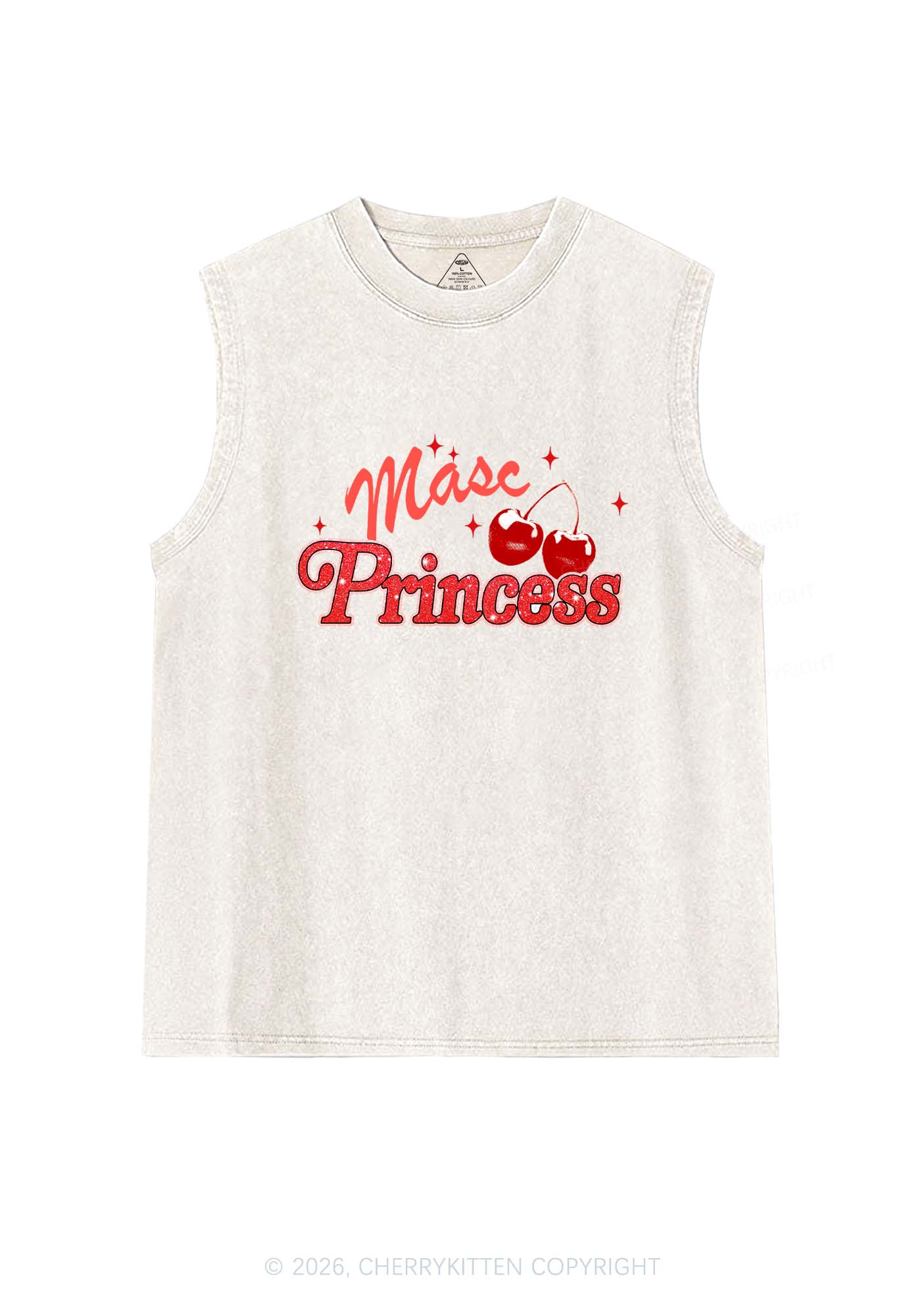 Masc Princess Cherry Pride Y2K Washed Muscle Tank Cherrykitten