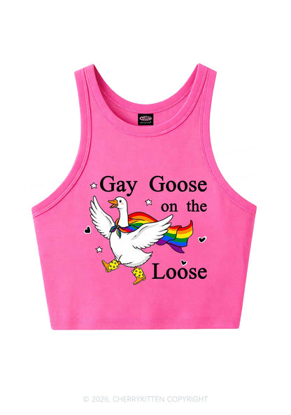 Gay Goose On The Loose Pride Y2K Crop Tank Top Cherrykitten