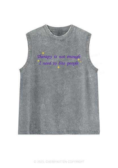 Therapy Not Enough Y2K Washed Muscle Tank Cherrykitten