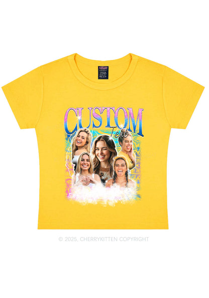 Custom Portrait Glitter Text Y2K Baby Tee Cherrykitten