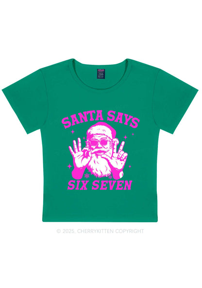 Christmas Santa Says Six Seven Y2K Baby Tee Cherrykitten