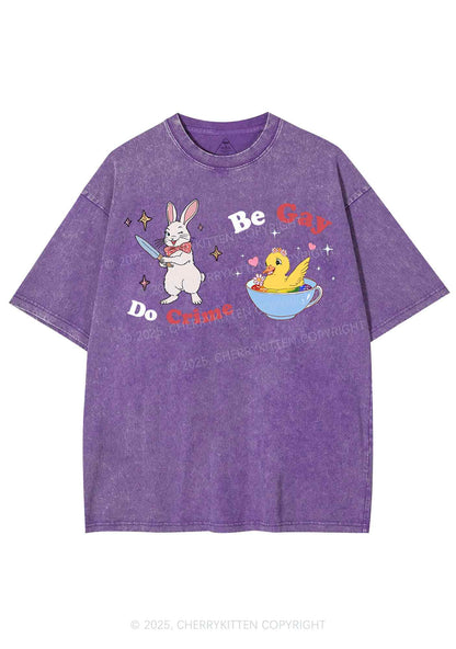 Be Gay Do Crime Pride Y2K Shirts Washed Tee Cherrykitten