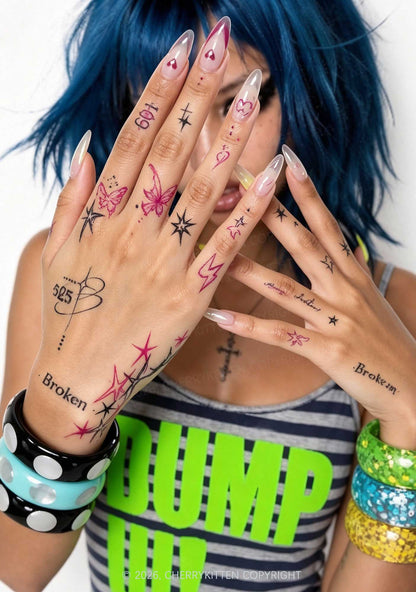 5Pcs Butterfly Y2K Finger Temporary Tattoo Cherrykitten