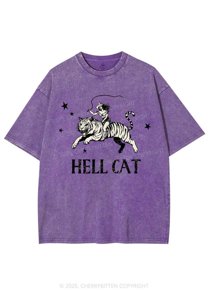 Cowgirl Hell Cat Y2K Shirts Washed Tee Cherrykitten