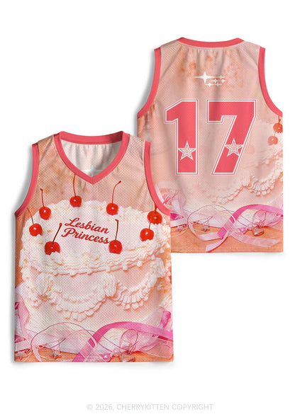 Orange Lesbian Princess Cake Pride Y2K Sport Jersey Tank Cherrykitten
