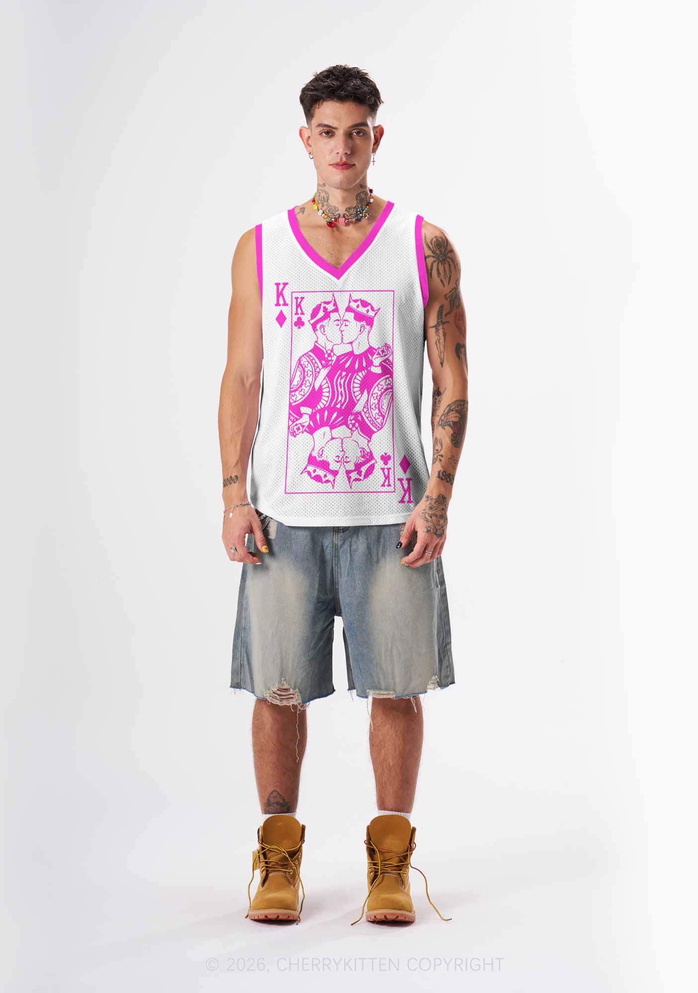 Hot Pink Gay King Pride Y2K Sport Jersey Tank Cherrykitten