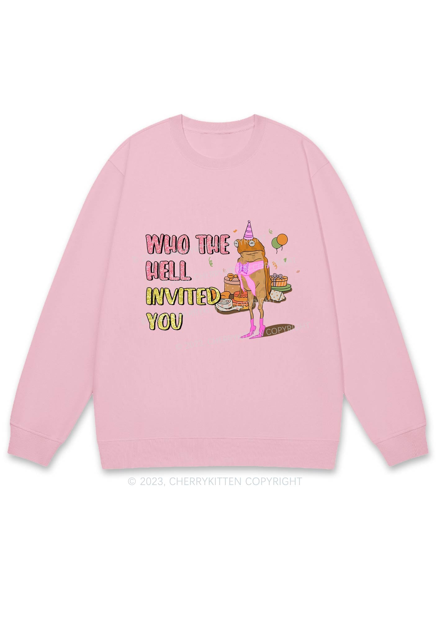 Who Invited You Frog Y2K Sweatshirt Cherrykitten