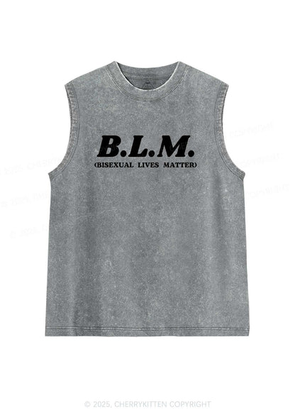 Bisexual Lives Matter Pride Y2K Washed Muscle Tank Cherrykitten