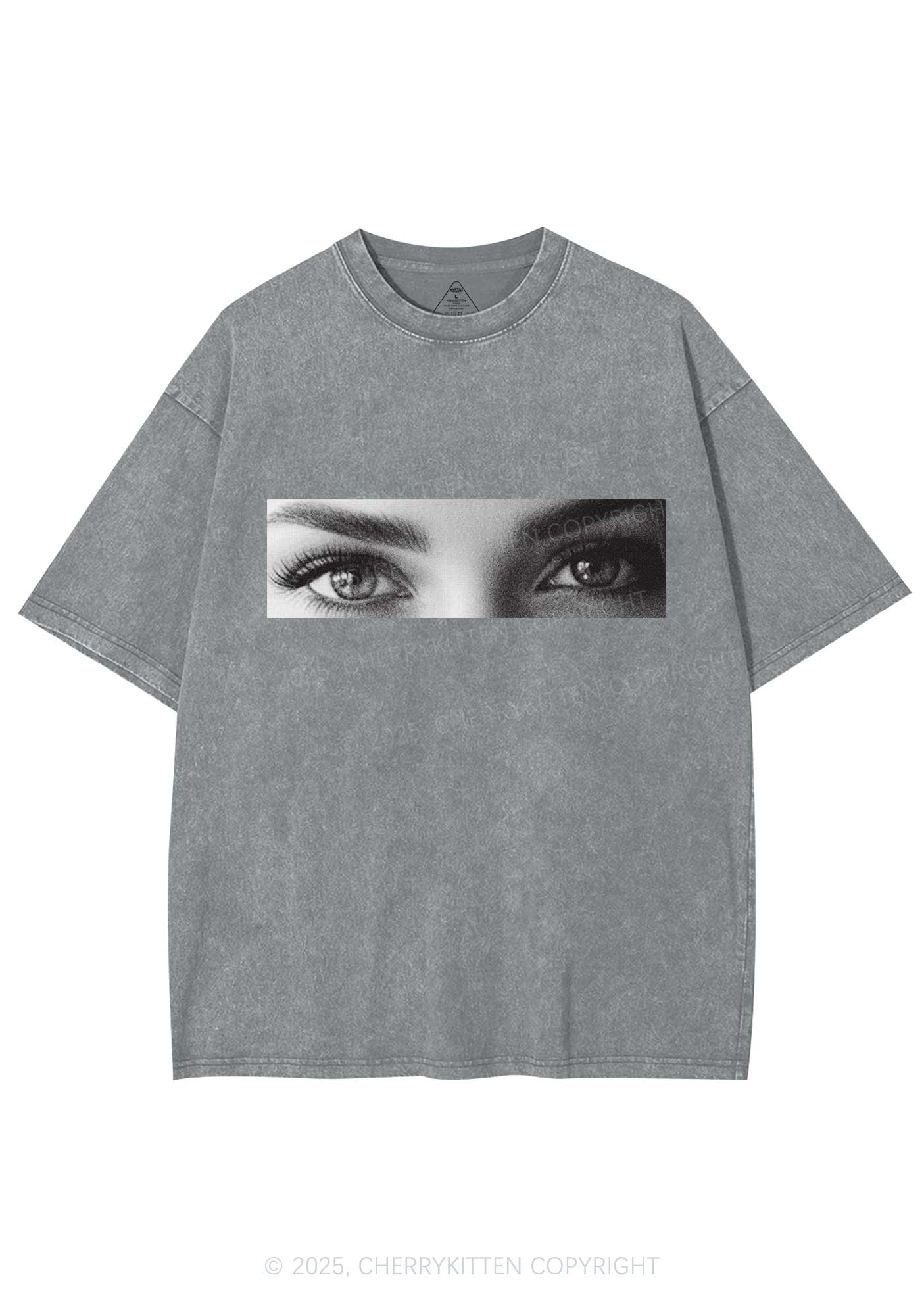 Custom Eyes Y2K Shirts Washed Tee Cherrykitten