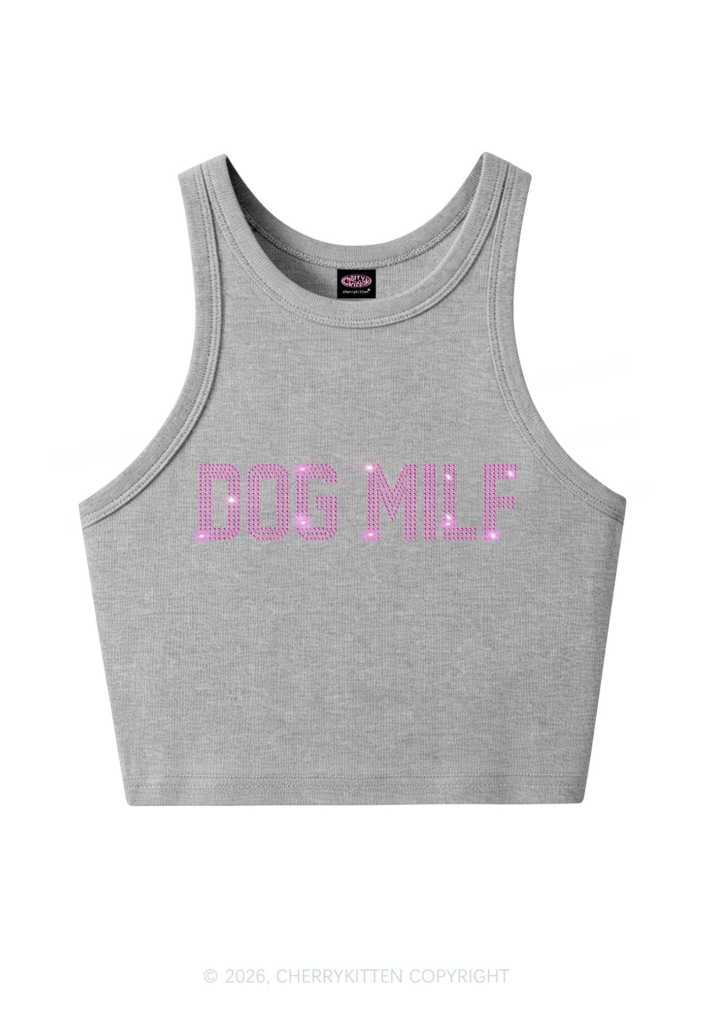 Rhinestone Dog Mxxf Y2K Crop Tank Top Cherrykitten