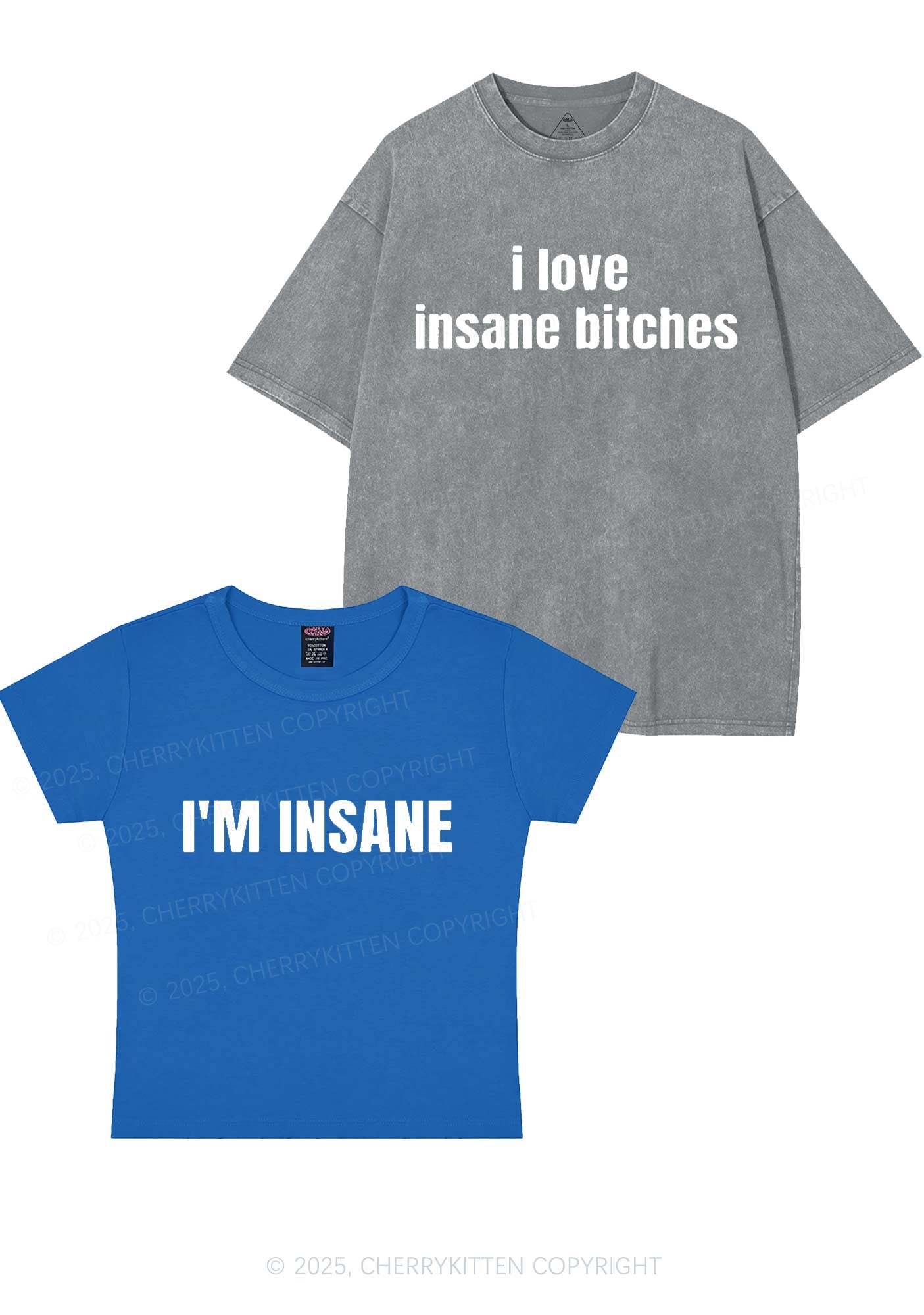 I Love Insane Y2K Valentine's Day Couple Shirt Cherrykitten
