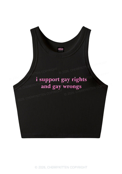 Glitter I Support Gay Rights Pride Y2K Crop Tank Top Cherrykitten