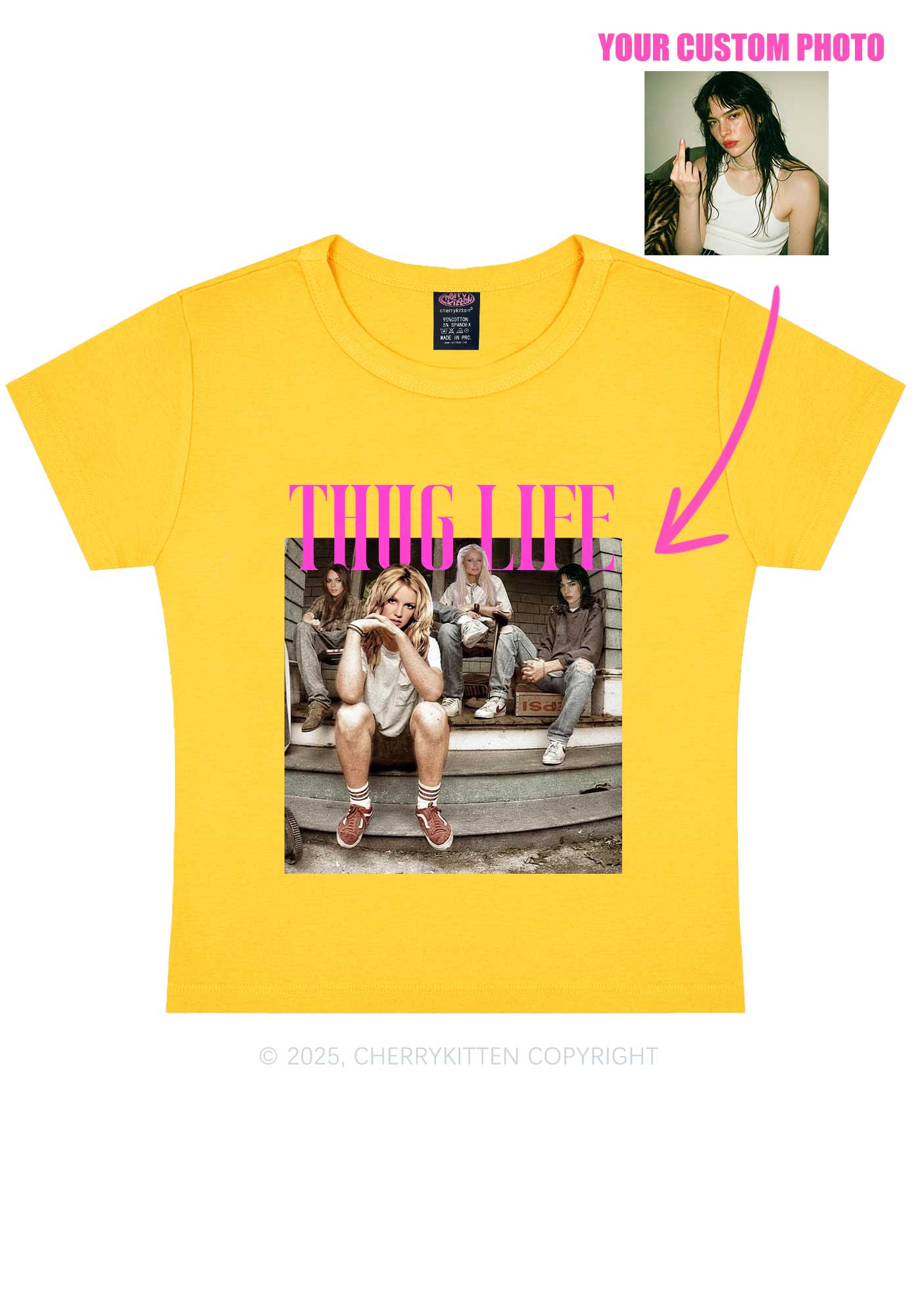 Custom Girls Thug Life Y2K Baby Tee Cherrykitten
