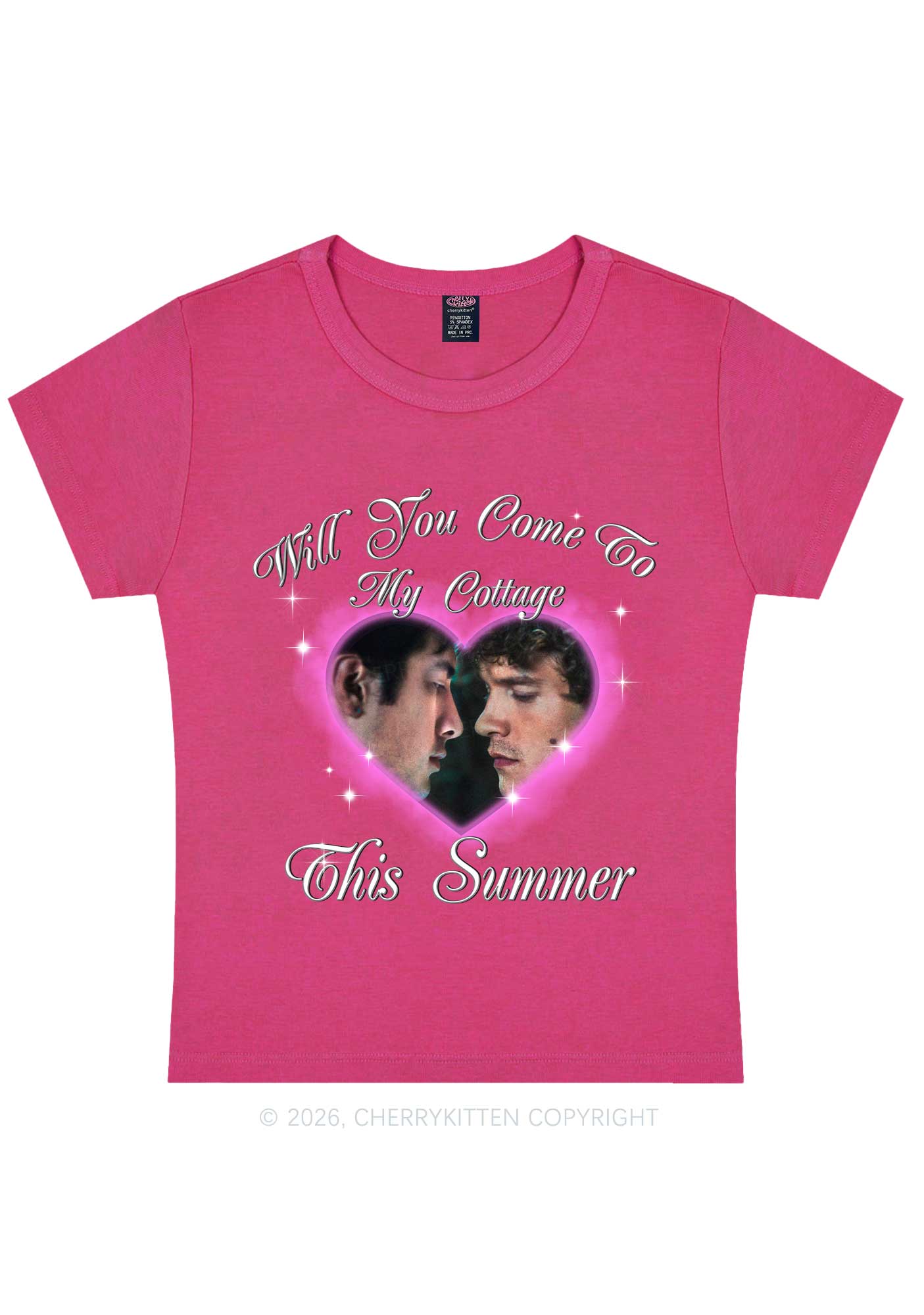 Come To My Cottage This Summer HR Y2K Baby Tee Cherrykitten