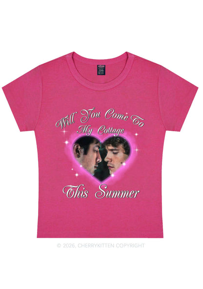 Come To My Cottage This Summer HR Y2K Baby Tee Cherrykitten