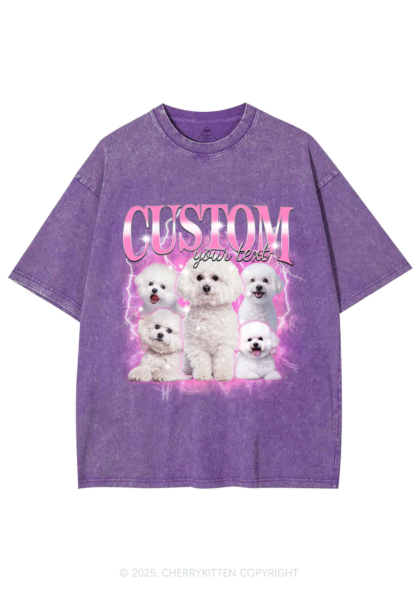 Custom Cute Puppy Photo Y2K Shirts Washed Tee Cherrykitten