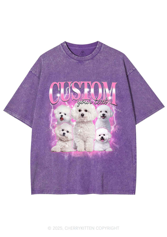 Custom Cute Puppy Photo Y2K Shirts Washed Tee Cherrykitten