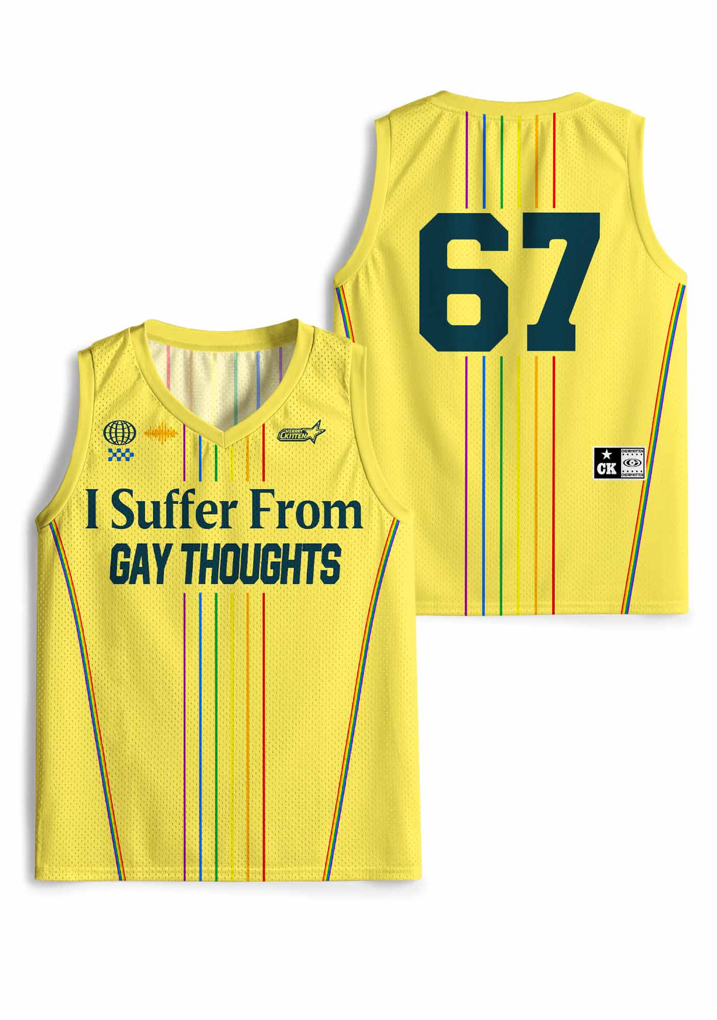 Yellow I Suffer From Gay Thoughts Pride Y2K Sport Jersey Tank Cherrykitten