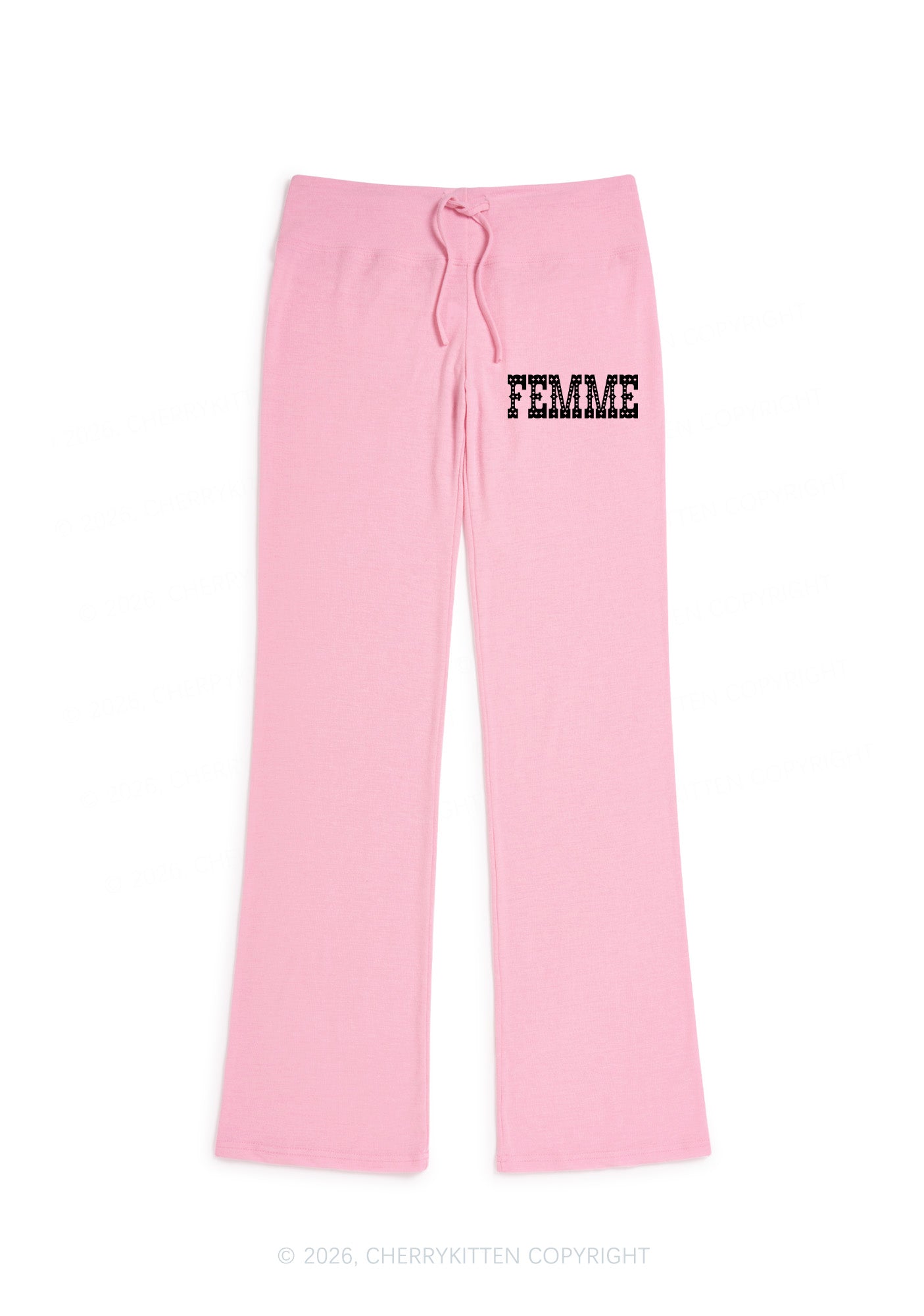 Pink Femme Pride Y2K Low Rise Drawstring Flare Pants Cherrykitten