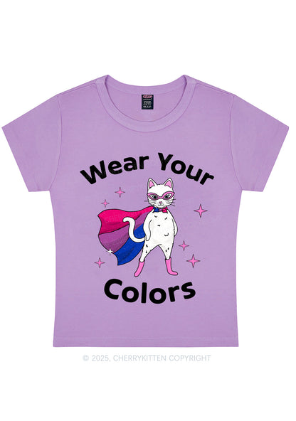 Bisexual Flag Cat Pride Y2K Baby Tee Cherrykitten