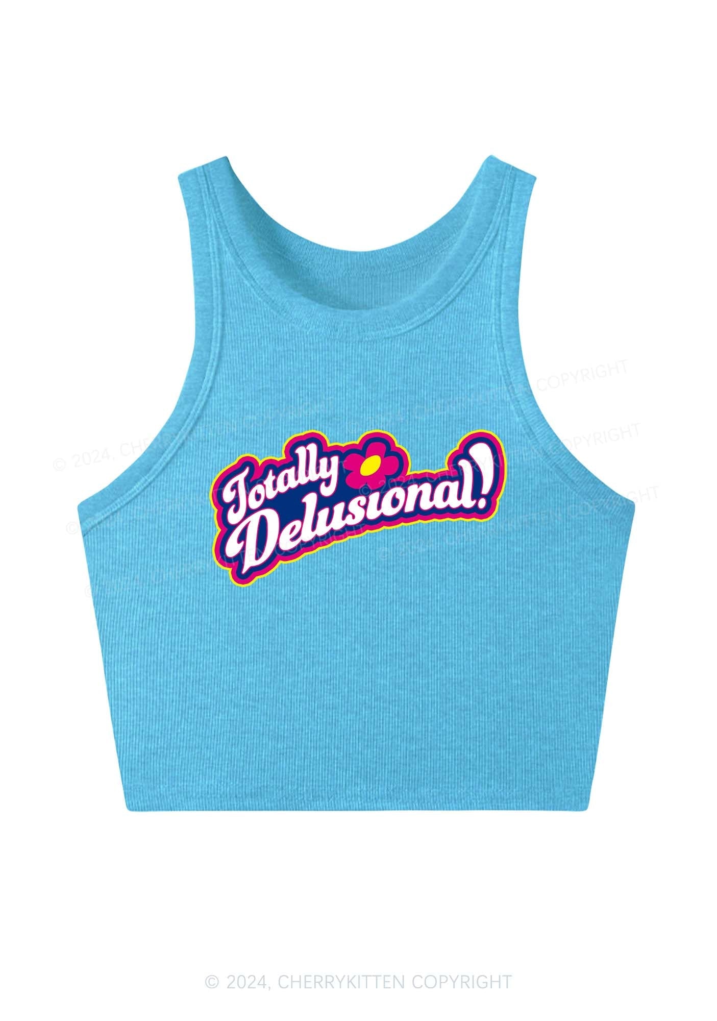 Totally Delusional Y2K Crop Tank Top Cherrykitten