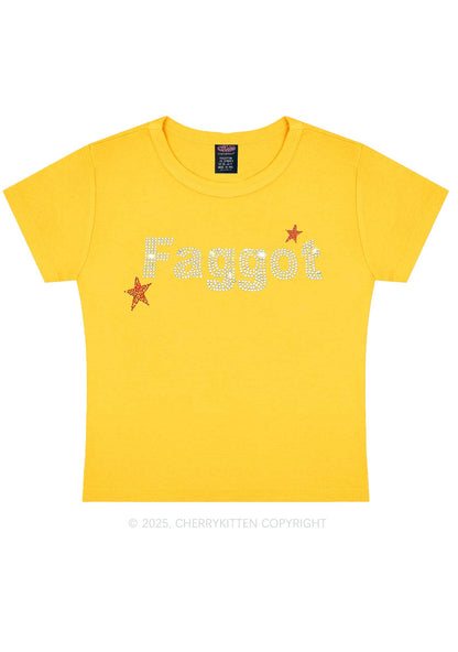 Rhinestone Faggot Pride Y2K Baby Tee Cherrykitten