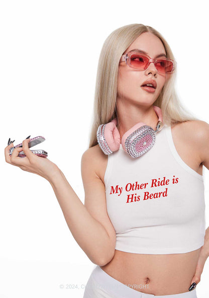Ride His Beard Y2K Crop Tank Top Cherrykitten