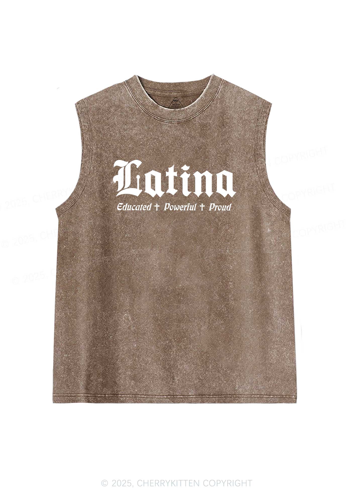 Educated Powerful Proud Latina Y2K Washed Tank Cherrykitten