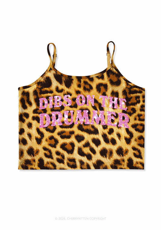 Glitter Dibs On The Drummer Y2K Brown Leopard Print Cami Crop Top Cherrykitten