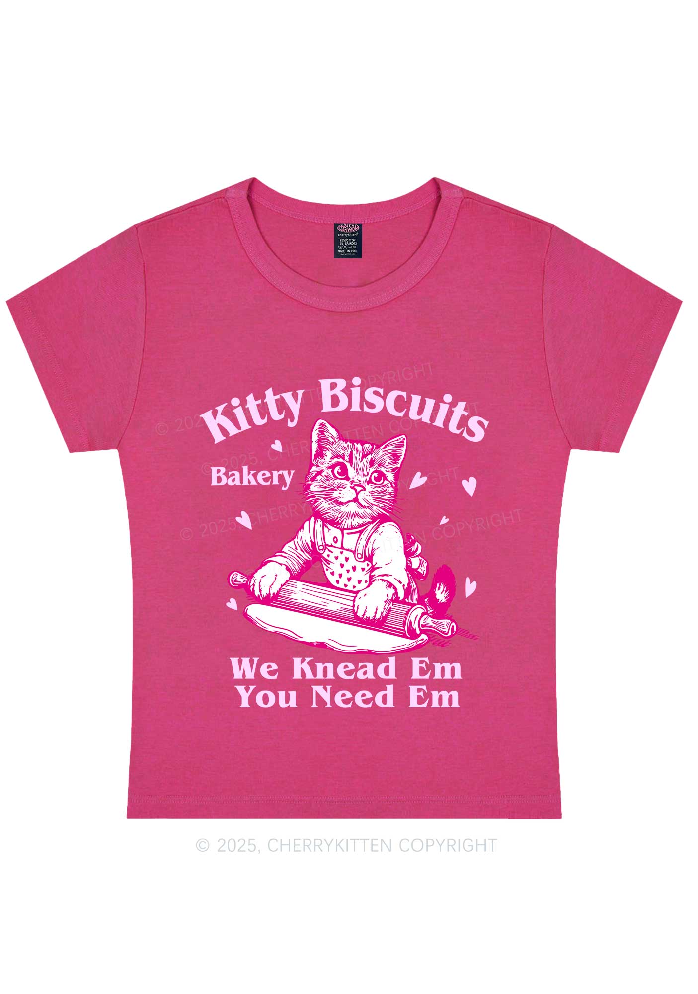 Kitten Biscuits Bakery Valentine's Day Y2K Baby Tee Cherrykitten