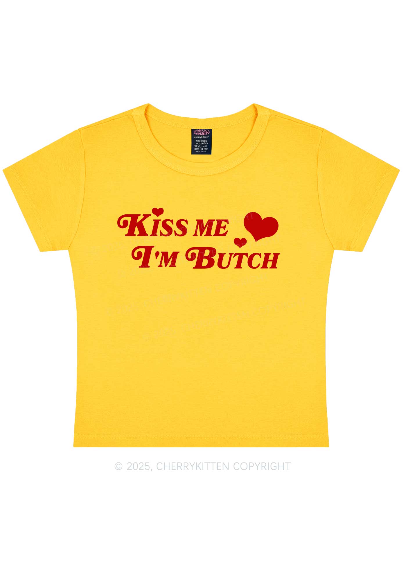 Kiss Me Im Butch Y2K Baby Tee Cherrykitten