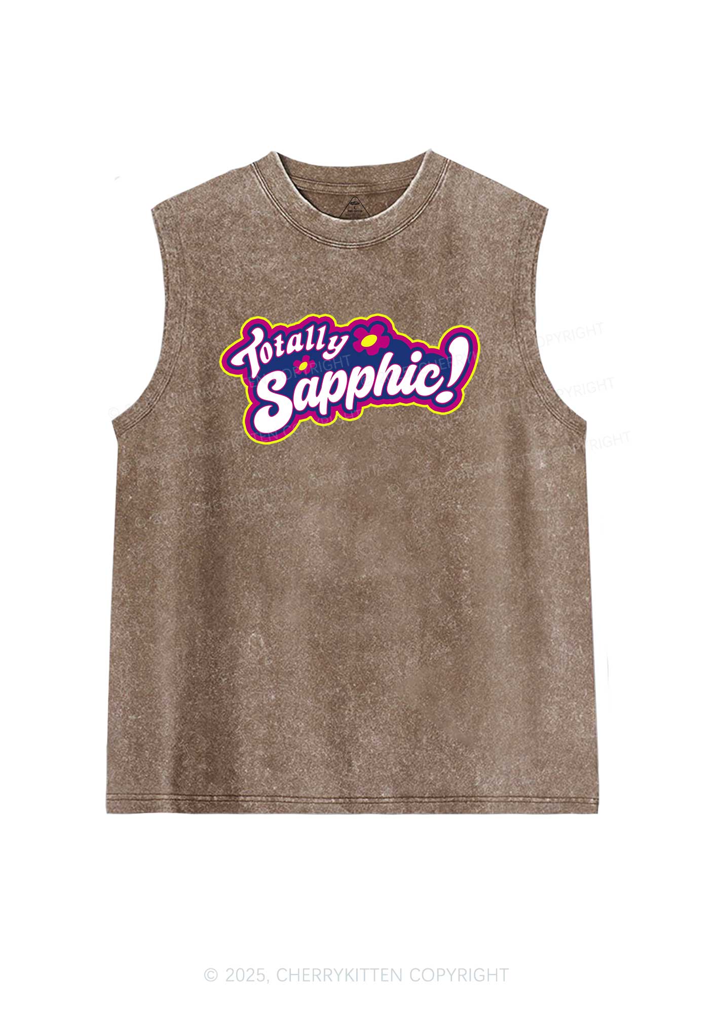 Totally Sapphic Pride Y2K Washed Muscle Tank Cherrykitten