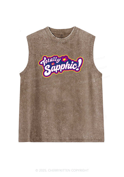 Totally Sapphic Pride Y2K Washed Muscle Tank Cherrykitten