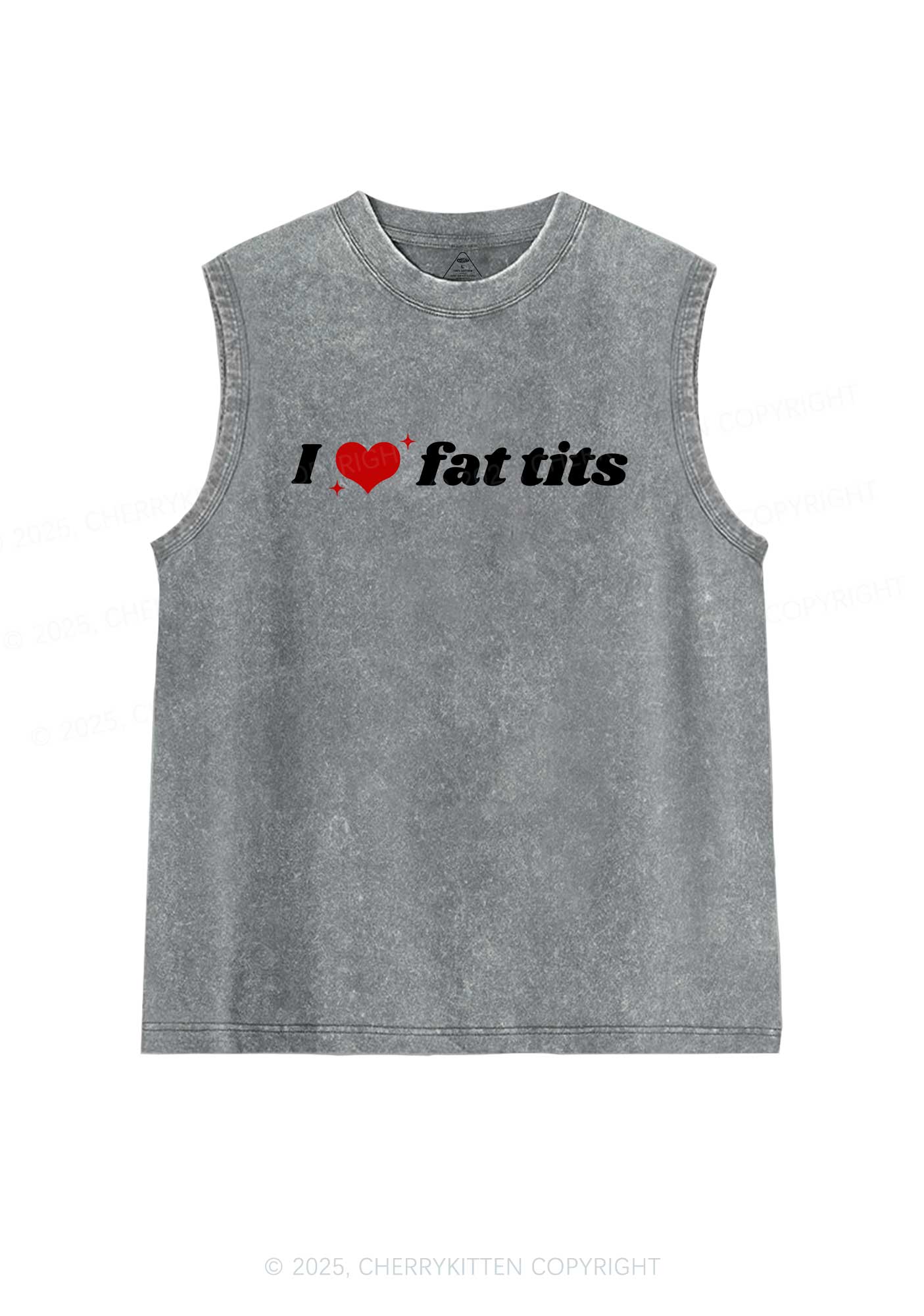 I Love Fat Txts Y2K Washed Muscle Tank Cherrykitten