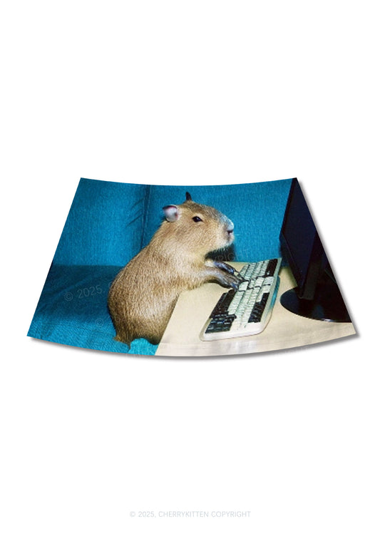 Keyboard Capybara Y2K Print Mini Skirt Cherrykitten