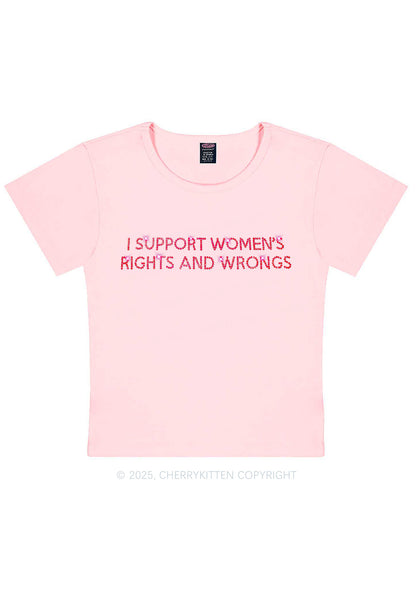 Rhinestone I Support Women Y2K Baby Tee Cherrykitten