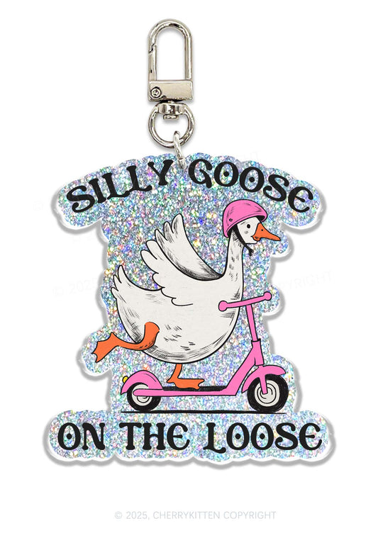 Silly Goose On the Loose 1Pc Y2K Glitter Keychain Cherrykitten