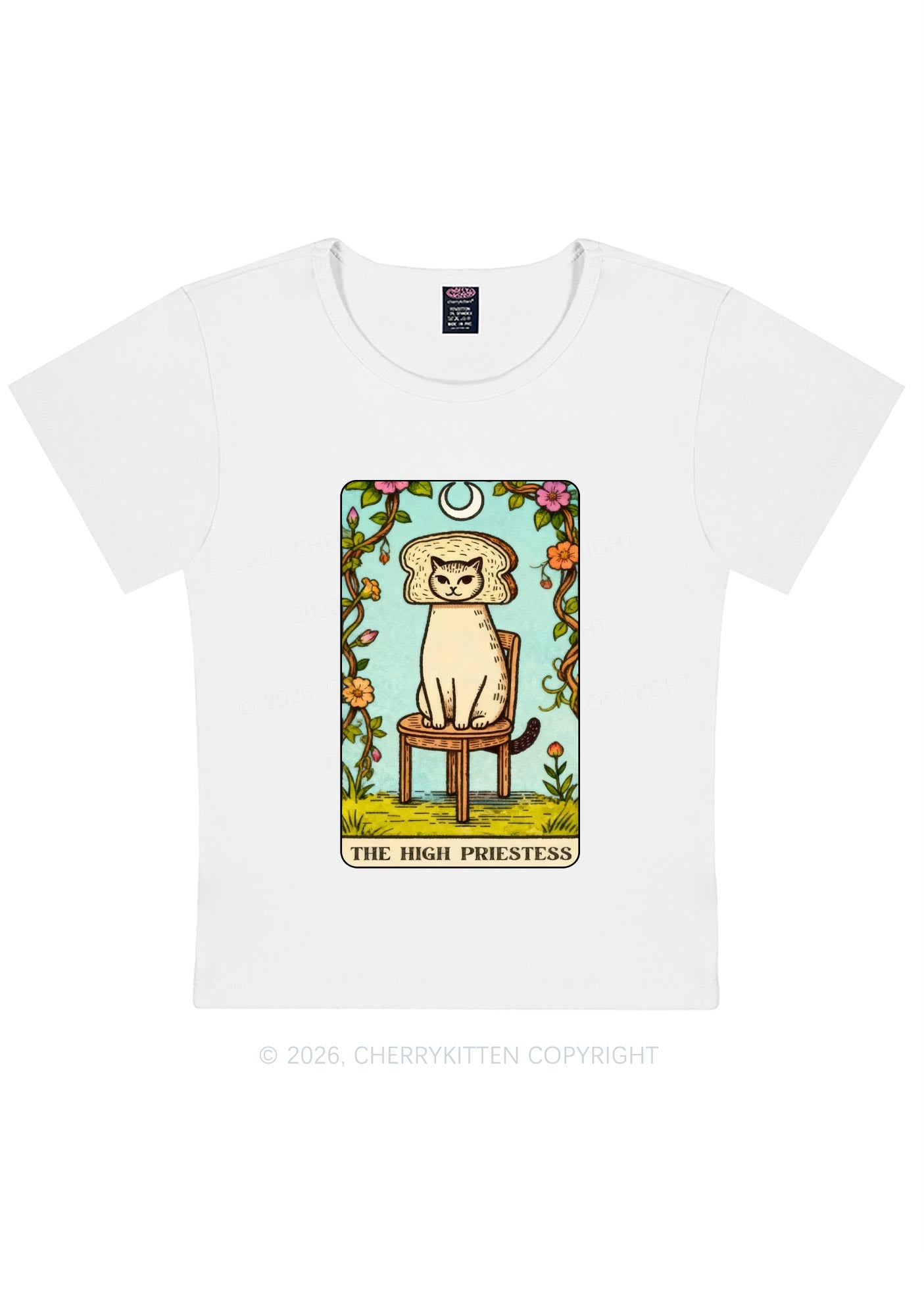 Breadhead Cat Y2K Baby Tee Cherrykitten